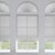 Vignette of the Light Filtering Arch and Light Filtering Cellular Shades in the Gray Sheen color with Inside Mount.